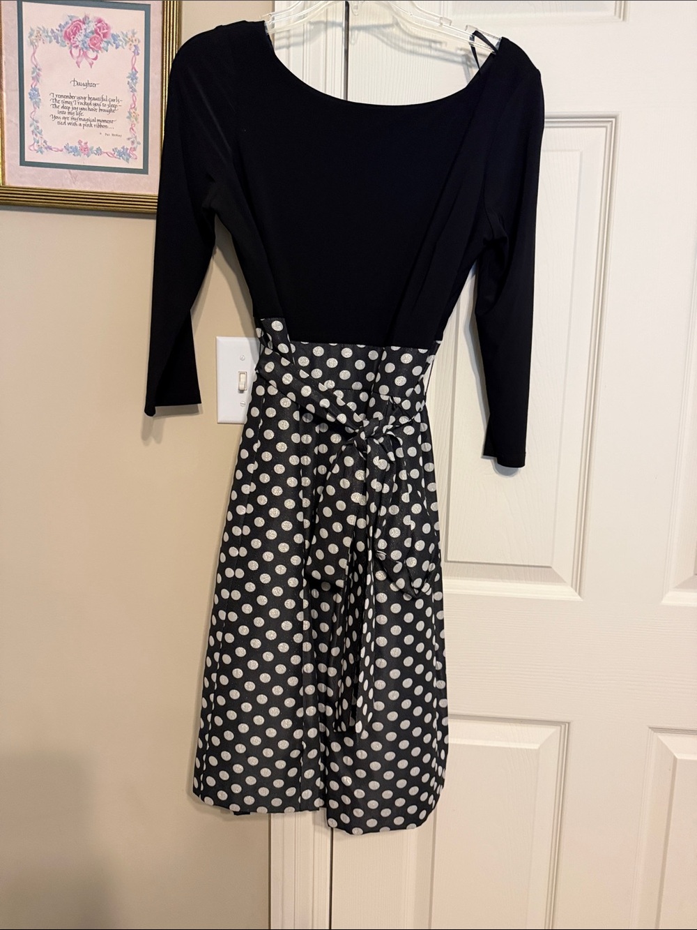 Black Top with Black & White Polka Dot Skirt Dress